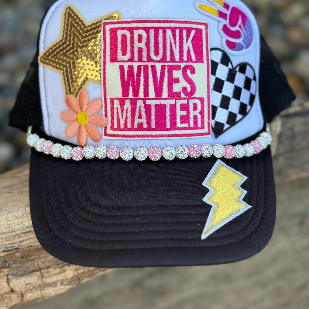 Embellished Black and White Statement Cap